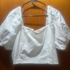 H&M White Puff Sleeve Blouse